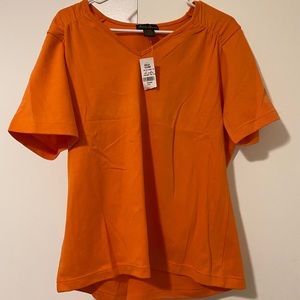 Ashley Stewart orange v-neck t-shirt